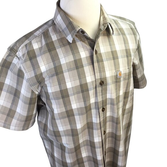 Carhartt Relaxed Fit Lot of 2 Plaid Short Sleeve Shirt Sz L Button Front Pocket - Picture 5 of 15